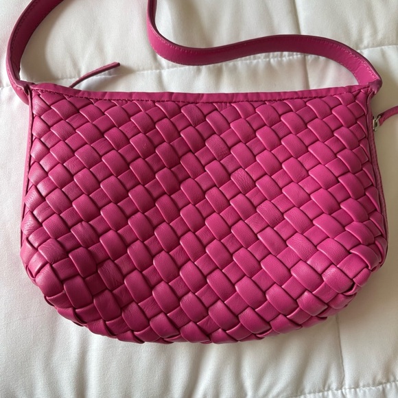 Walter Baker Hazel Shoulder Bright Pink Woven Satchel - Picture 9 of 9
